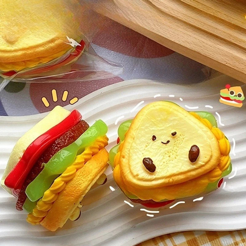 Soft Hamburger Squishy Fidget Toy – Cute Cartoon Squeeze Toy Squishy Fidget Toy Axl