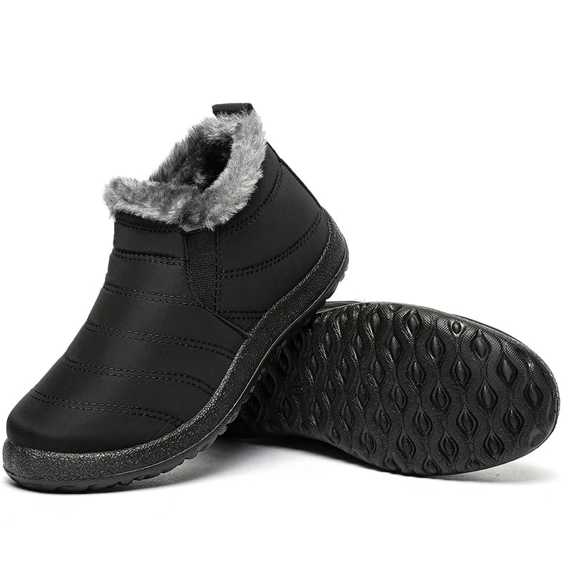 HAJINK Men's Fur-Lined Ankle Snow Boots – Winter Slip-On Men's Snow Boots Axl