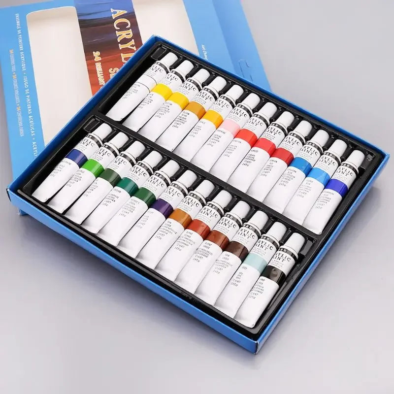 24-Color Acrylic Paint Set | 12ml Tubes for Canvas, Glass & Paper Acrylic Paint Set Axl 24 Color 24 colors