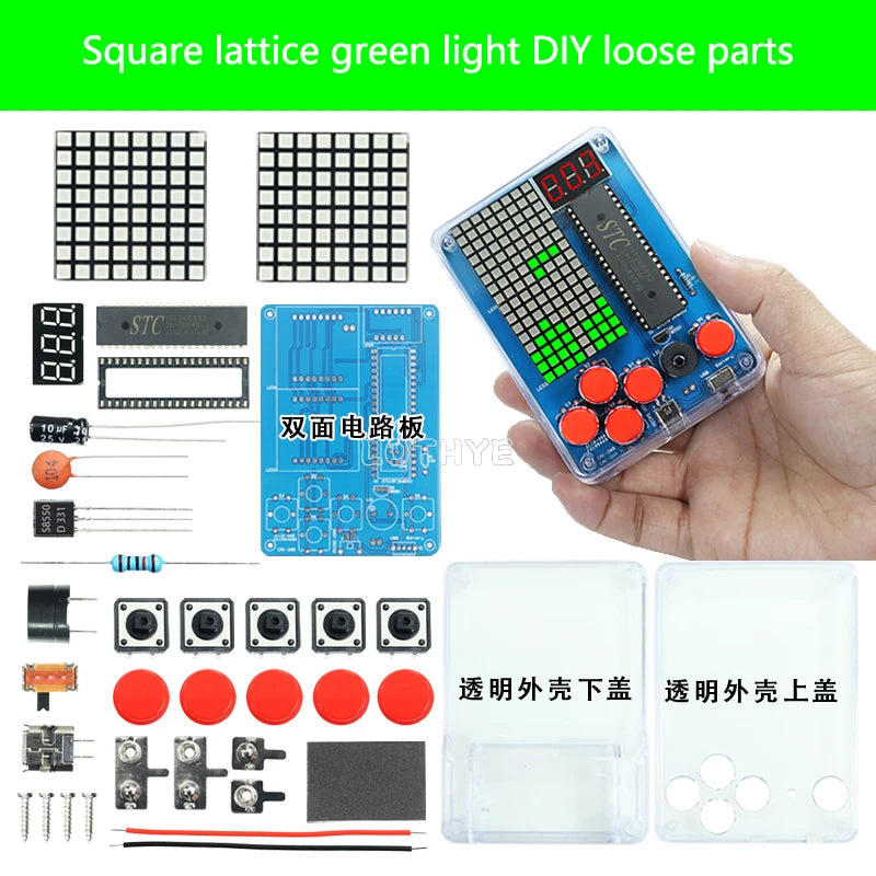 DIY Retro Pixel Game Console Soldering Kit – Snake & Racing DIY Electronics Kit Axl Green square dots