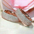Huitan Rose Gold Hoop Earrings – Micro Pavé Cubic Zirconia Hoop Earrings Axl E3328 as pictures