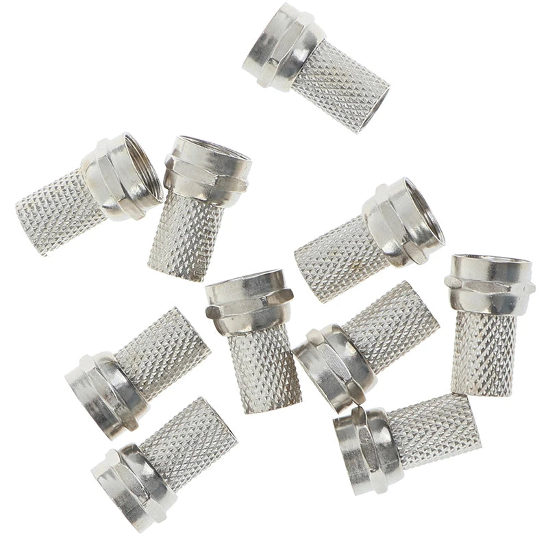 10-Pack Screw-On F Connectors for RG6 Coaxial Cable | Satellite TV Coaxial F Connector Axl