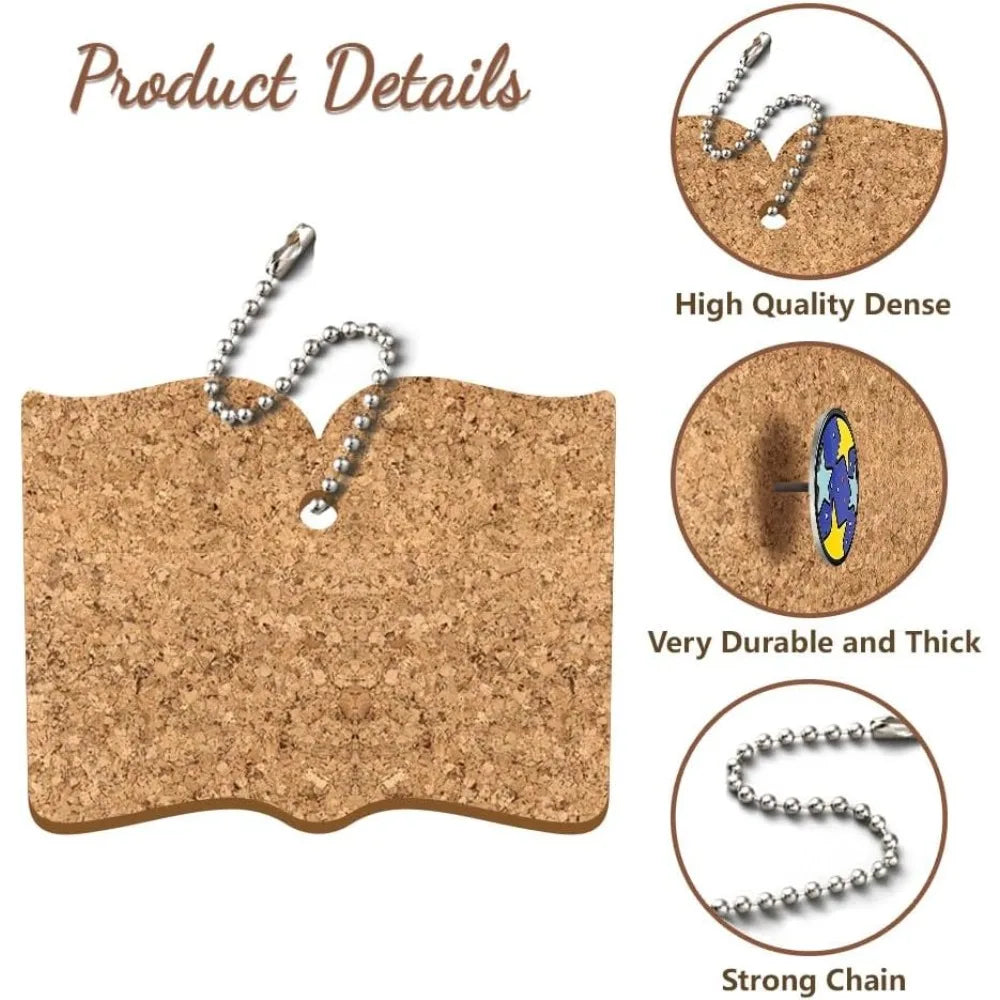 4-Pack Book Cork Enamel Pin Display Board with Key Chain 4.7x3.5" Pin Display Board Axl