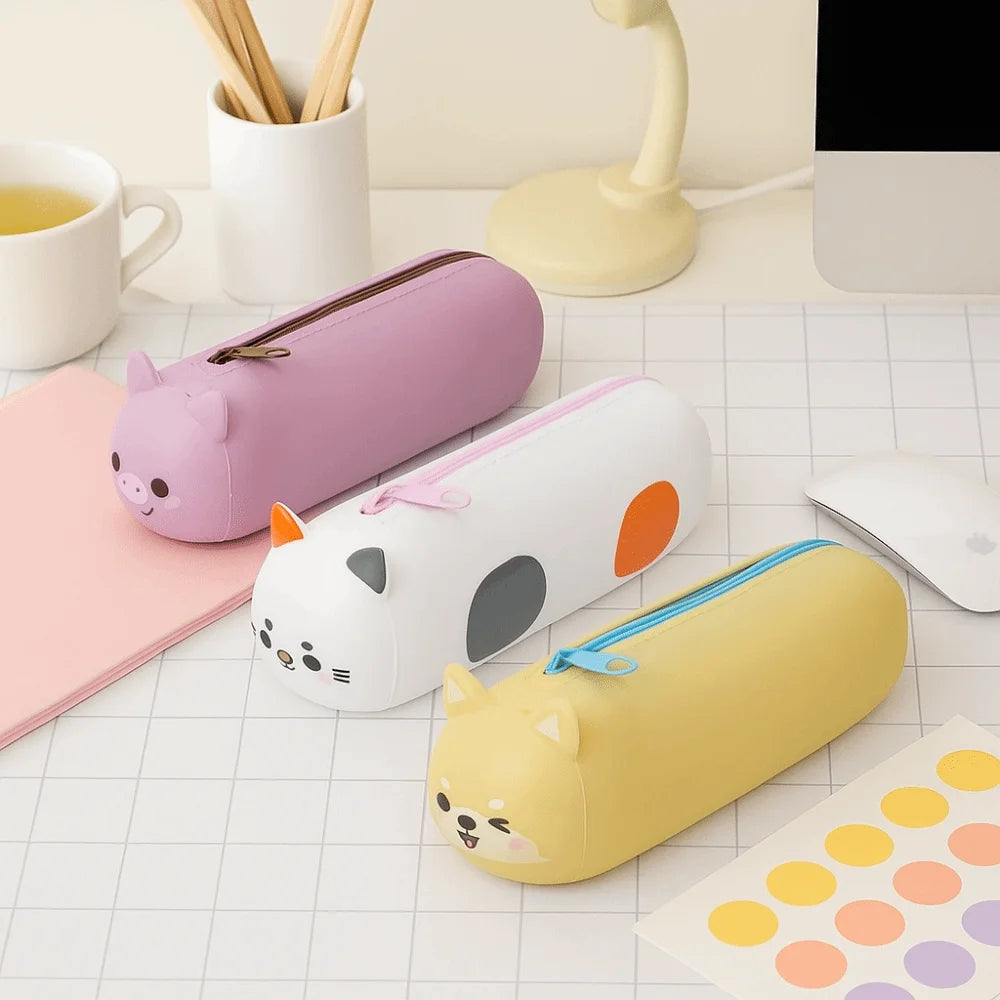 Large Capacity Silicone Pencil Case – Cartoon Soft Pouch Silicone Pencil Case Axl