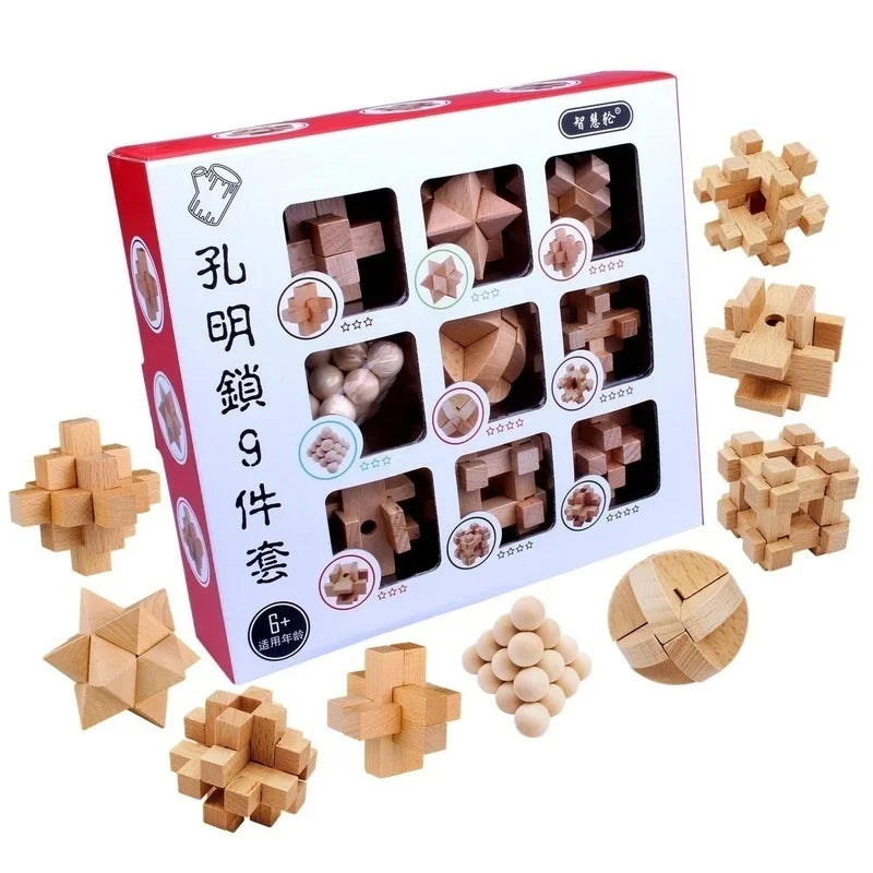 9-Piece Luban Lock Puzzle Set – Brain Teaser Toy for Kids Brain Teaser Puzzle Axl