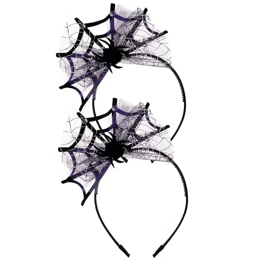 Halloween Spider Web Hair Bands – Lace Headband Set 2 Pcs Halloween Headband Set Axl
