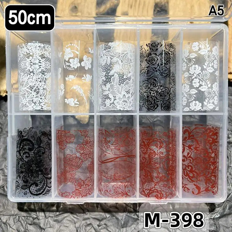 Lace Flower Nail Transfer Foils & Stickers – DIY Nail Art Nail Art Stickers Axl A5