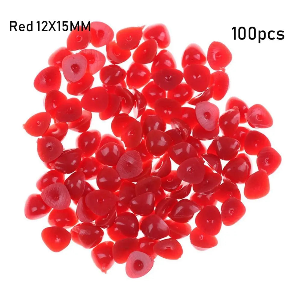 100 Pcs Triangle Safety Noses for Stuffed Animals & DIY Dolls Craft Doll Accessories Axl Red-12X15MM