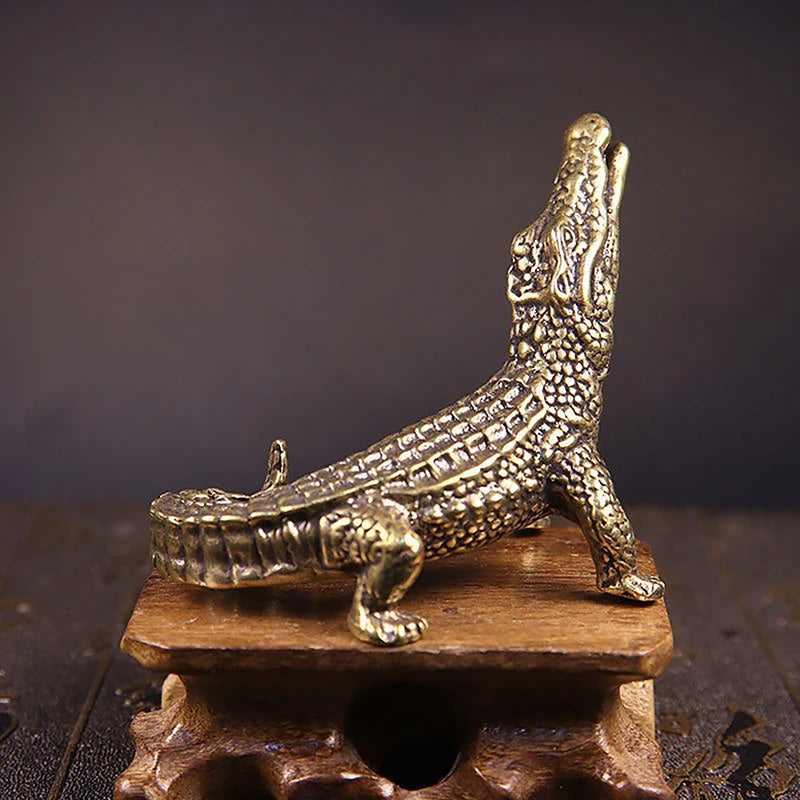 Antique Bronze Crocodile Brass Miniature Figurine | Alligator Statue Miniature Figurine Axl