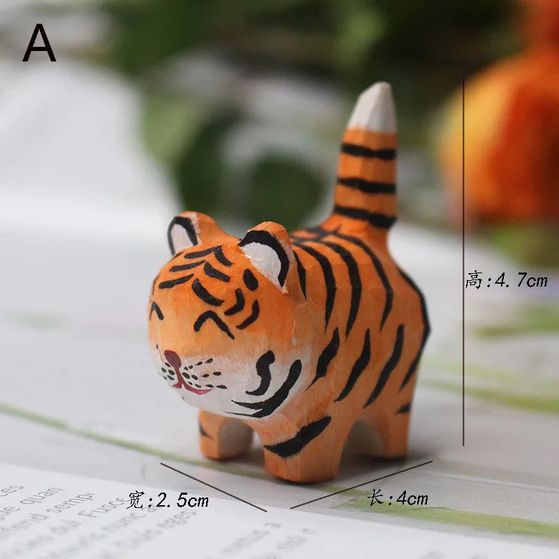 Handmade Wood Carved Kitten Ornament – Cat Desktop Decor Wood Cat Ornament Axl A