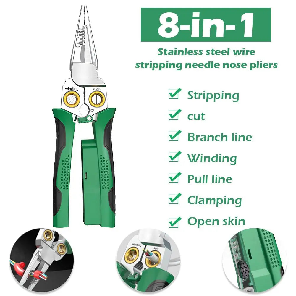 KITPIPI 8-in-1 Wire Stripper Crimping Cutting Plier Tool Wire Stripper Plier Axl