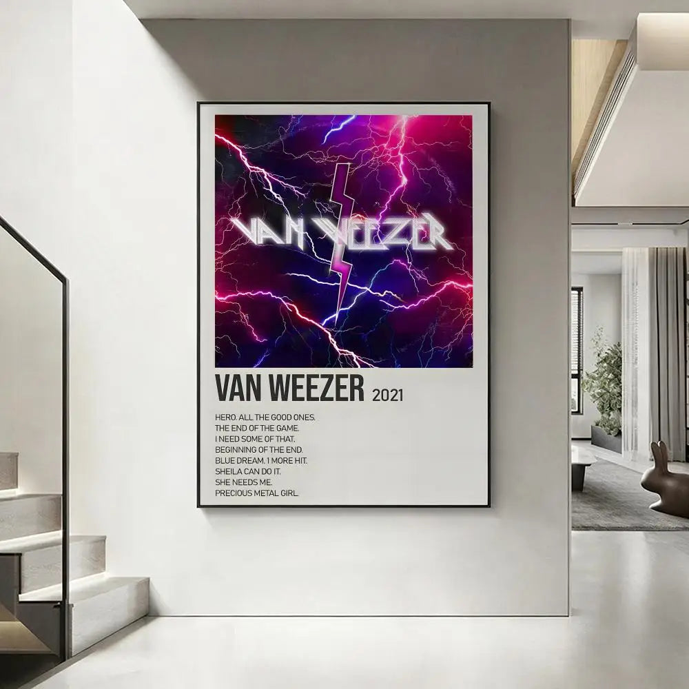 Weezer Band HD Art Poster – Waterproof Sticky Wall Decor Wall Art Poster Axl White9 15X20cmNoframe