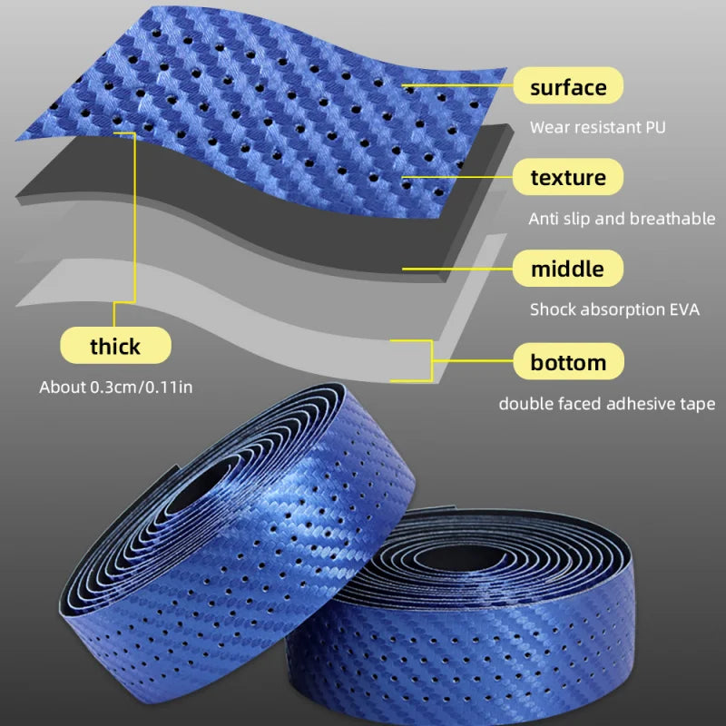 Road Bike Handlebar Tape – Carbon PU Non-Slip Drop Bar Wrap Handlebar Tape Axl