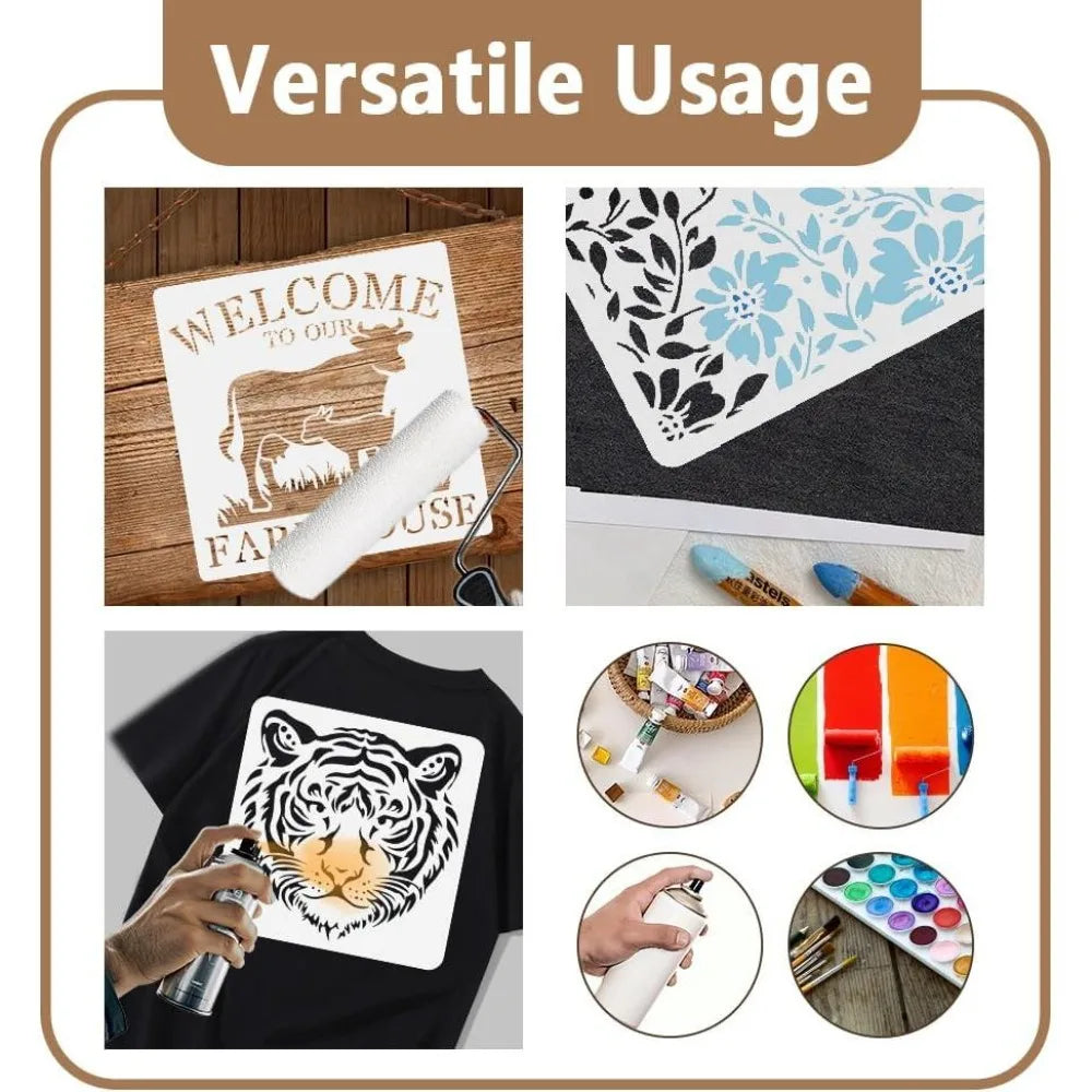 2-Pack Cosmic Swirl Spiral Stencils 11.8" – Reusable Wall Craft Stencil Set Axl