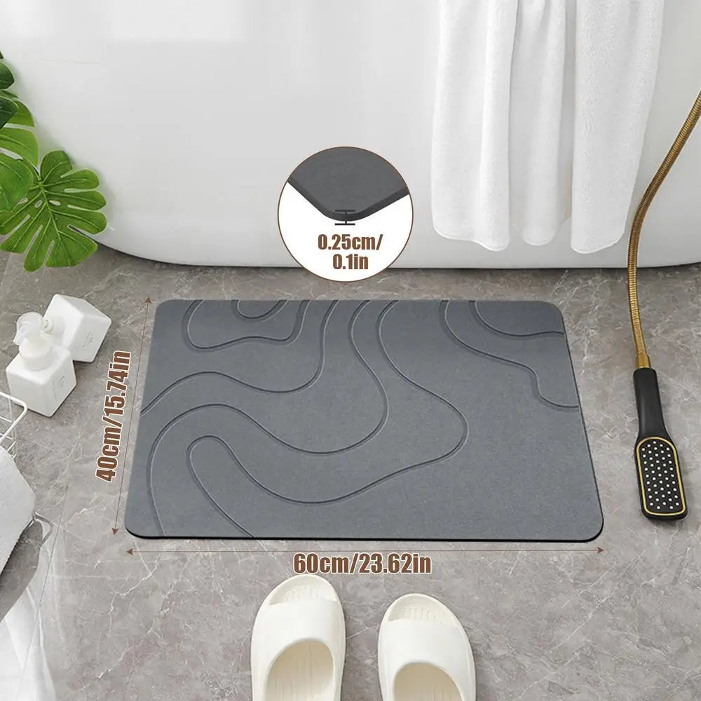 Absorbent Stone Bath Mat – Quick-Drying Non-Slip Shower Rug Bath Mat Axl Dark Gray