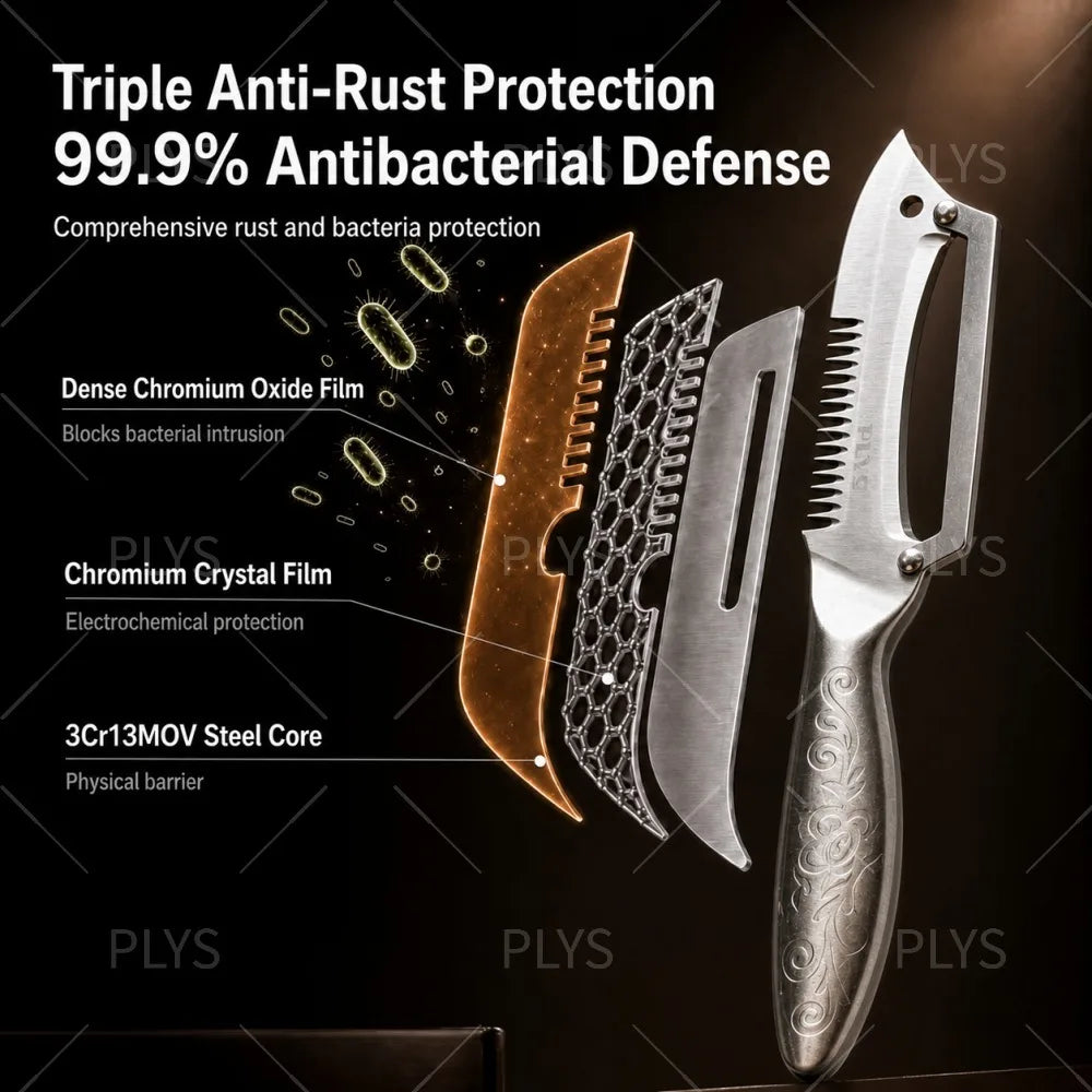 PLYS 3-in-1 Paring Knife & Vegetable Peeler | Stainless Steel Paring Knife Peeler Axl