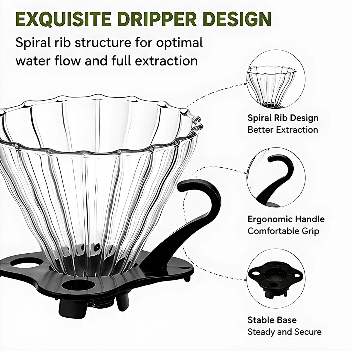 Leeseph Pour Over Coffee Maker – 600ml Glass Carafe & Dripper Pour Over Coffee Maker Axl