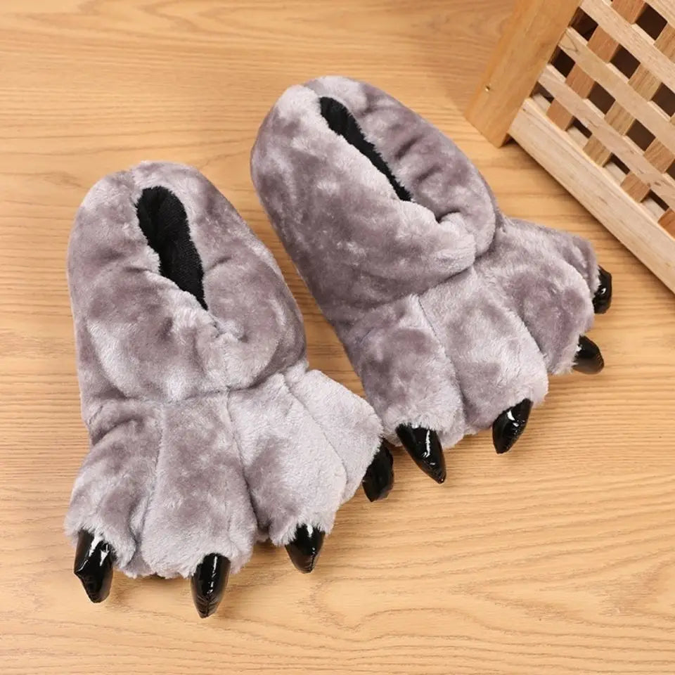 Lorilury Women's Fluffy Faux Fur Bear Paw Indoor Slippers Indoor Slippers Axl WD40Gray ONE SIZE