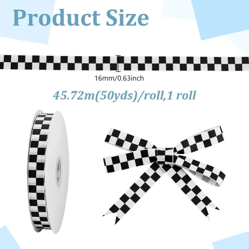 Black Check Polyester Ribbon 5/8" 50 Yards – Gift Wrap & Craft Craft Ribbon Axl