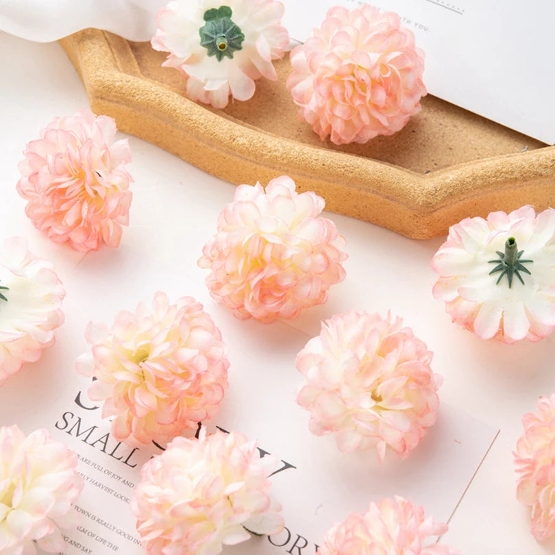 Silk Artificial Hydrangea Flower Heads – 10 or 100 Pcs DIY Decor Artificial Flower Heads Axl