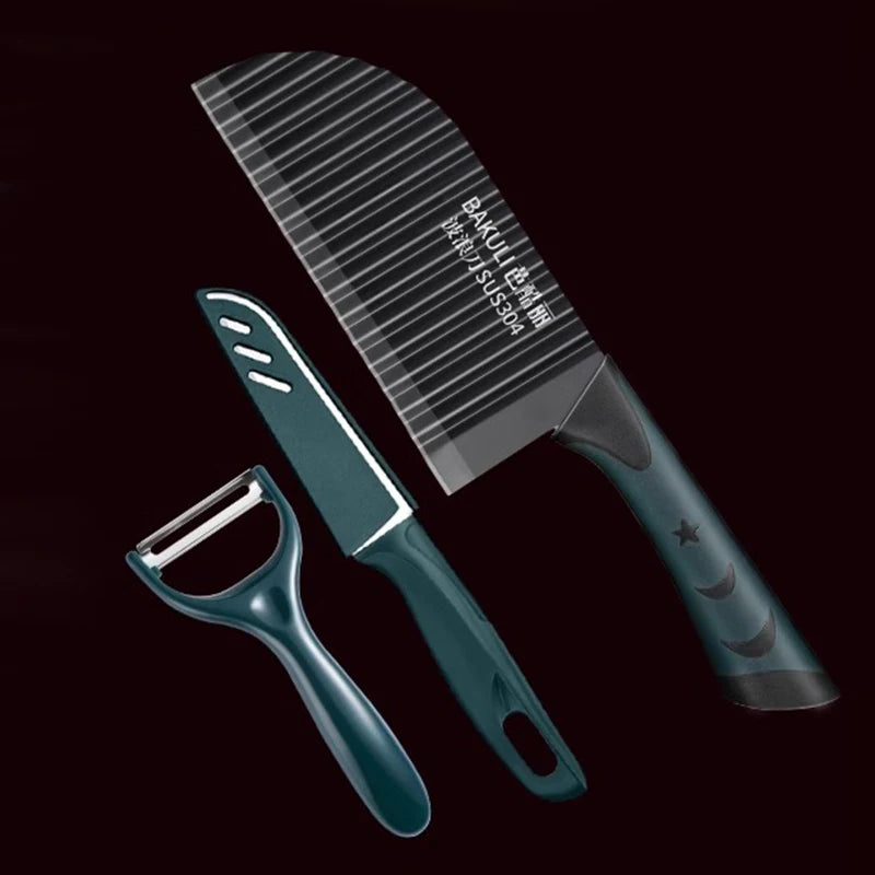 Stainless Steel Wavy Potato Slicer & Vegetable Curly Cutter Vegetable Cutter Knife Axl 3pcs B