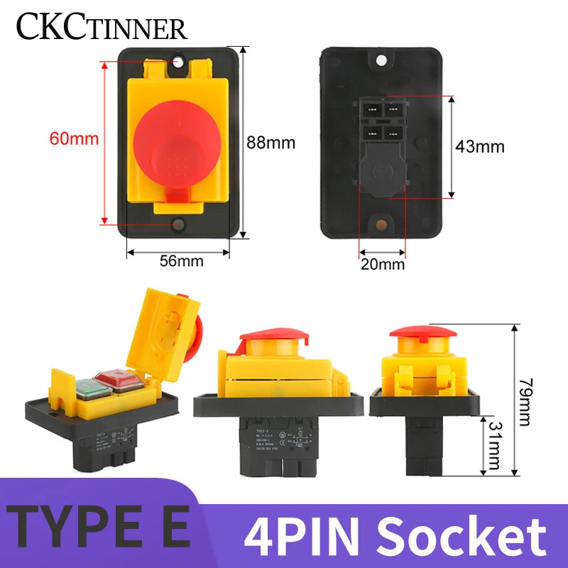 YH02A IP55 Electromagnetic Push Button Safety Switch – KLD28A KJD17A Push Button Switch Axl TYPE-E 4PIN SOCKET 110 V