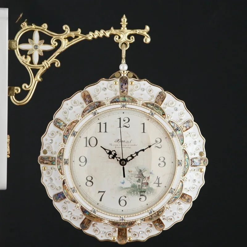 Double-Sided Silent Wall Clock – Modern Luxury Living Room Decorative Wall Clock Axl