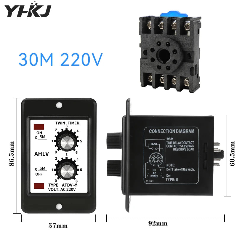 ATDV-Y Dual Repeat Cycle Time Relay 220V – 10 Timing Ranges Cycle Timer Relay Axl 30M 220V