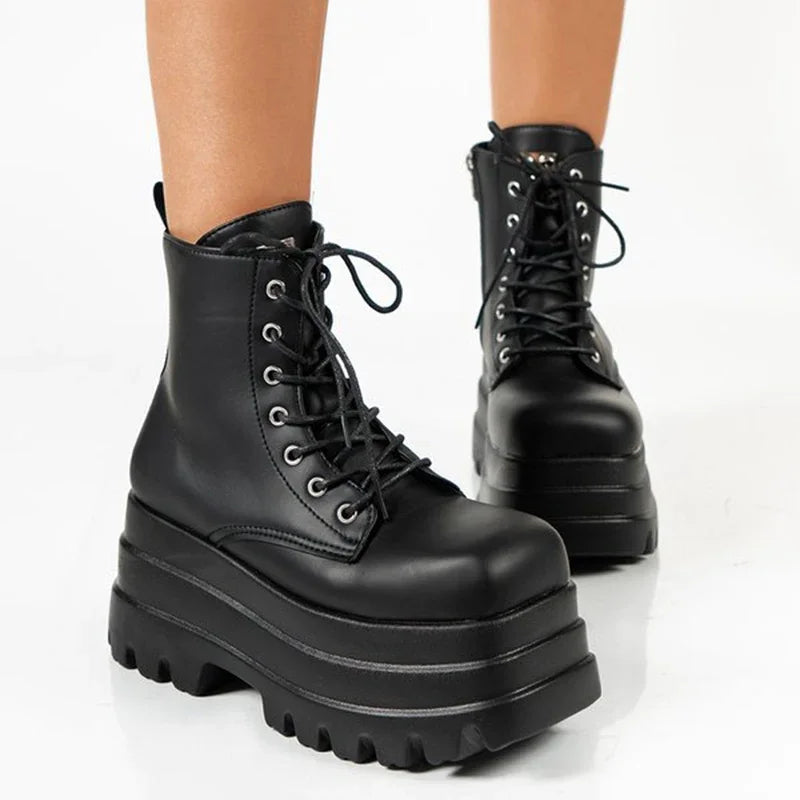 Women's Gothic Platform Combat Ankle Boots | Punk Chunky Style Platform Ankle Boots Axl black 40