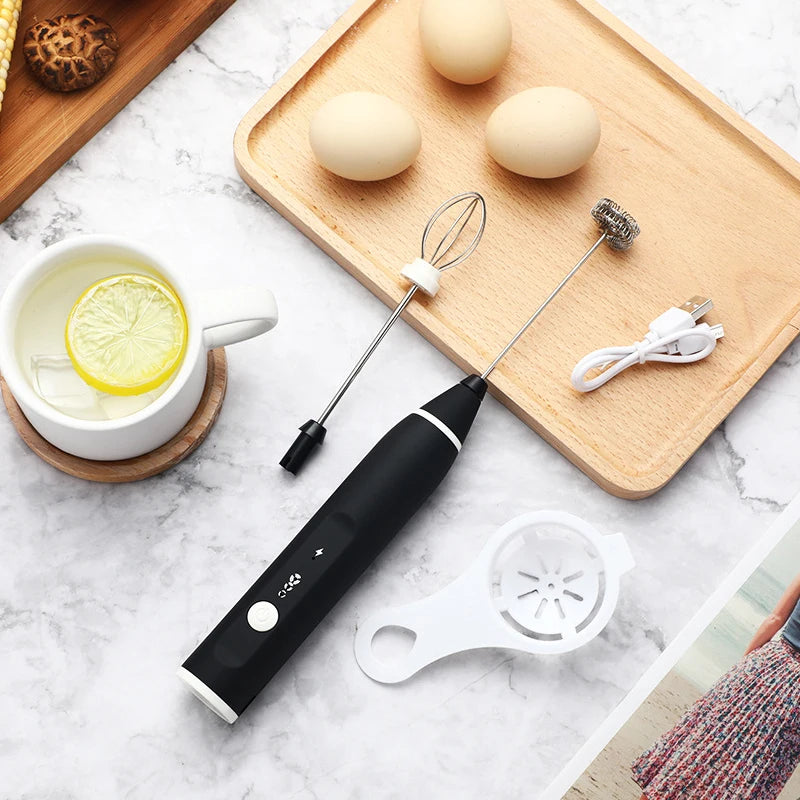 BALASHOV USB Rechargeable Milk Frother – 3-Speed Handheld Whisk Handheld Milk Frother Axl