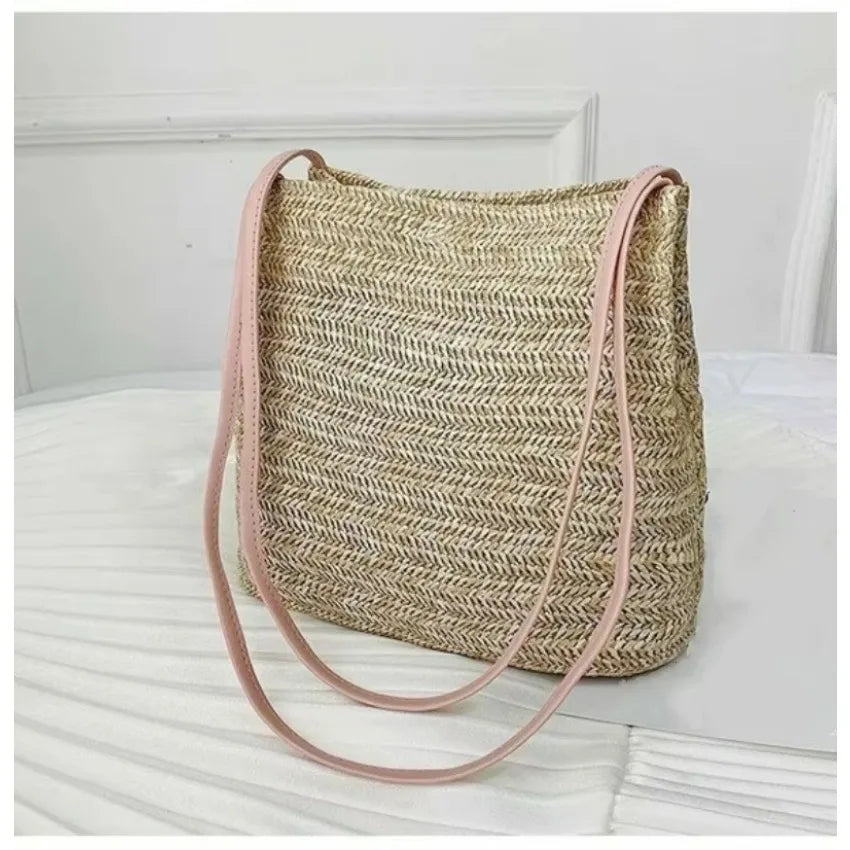 Bohemian Woven Rattan Straw Bag – Women's Crossbody Tote Woven Straw Tote Bag Axl