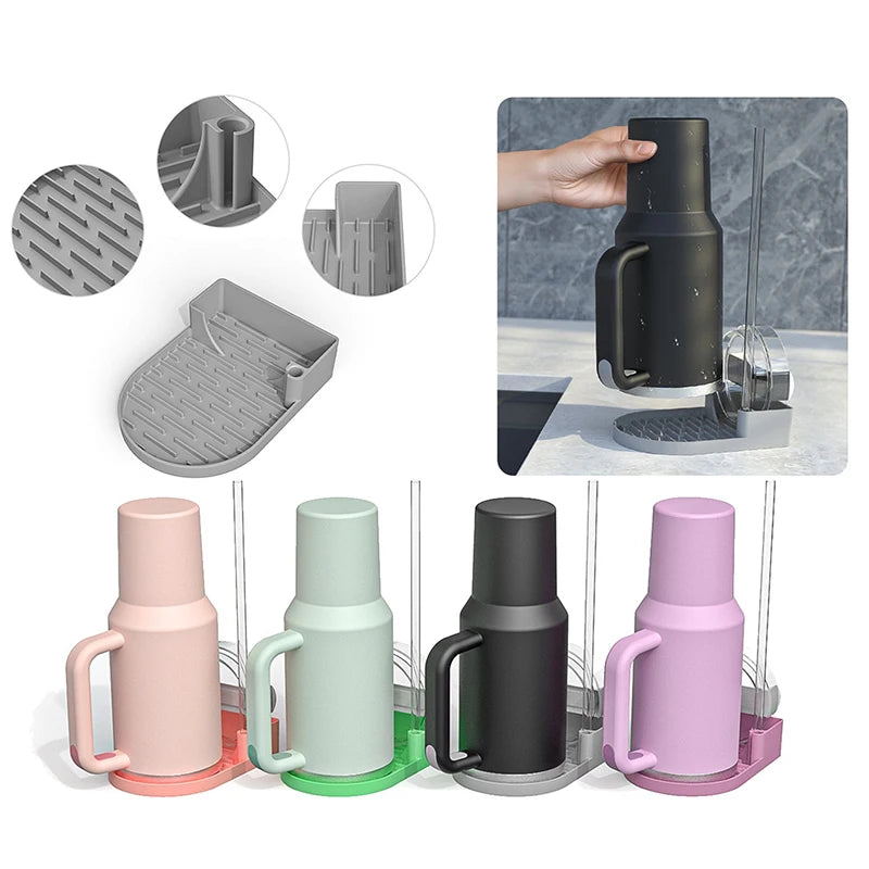 Silicone Cup Drying Rack with Drip Tray | Mug & Bottle Holder Cup Drying Rack Axl