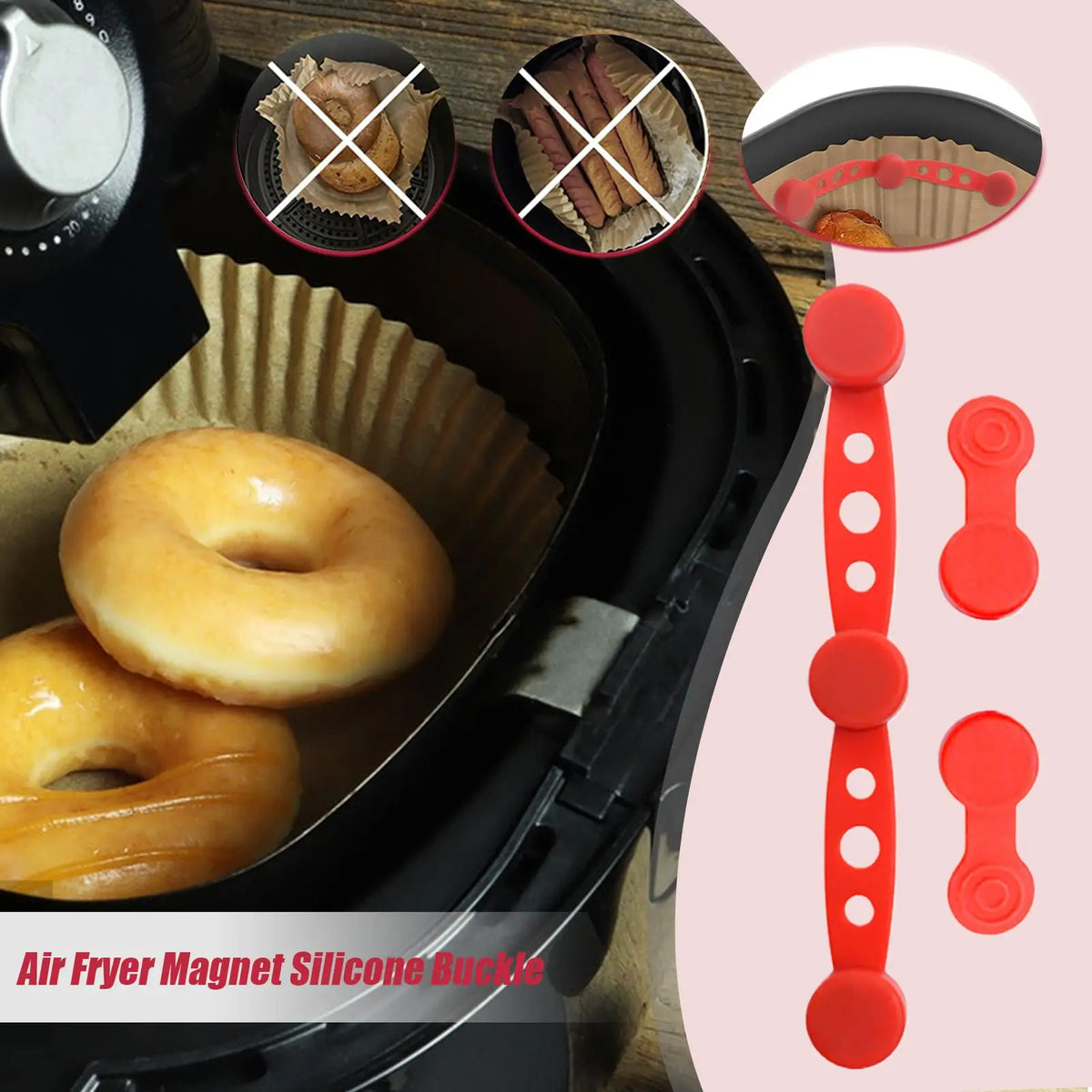 Air Fryer Silicone Magnet Clips – Food-Grade Liner Stabilizer Air Fryer Accessory Axl