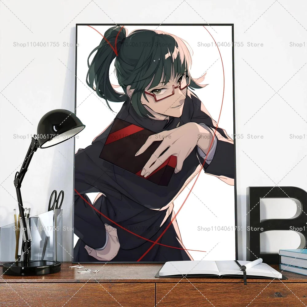 Jujutsu Kaisen Maki Zenin Anime Poster – Self-Adhesive Wall Art Anime Wall Poster Axl z2 50x70cm No Frame