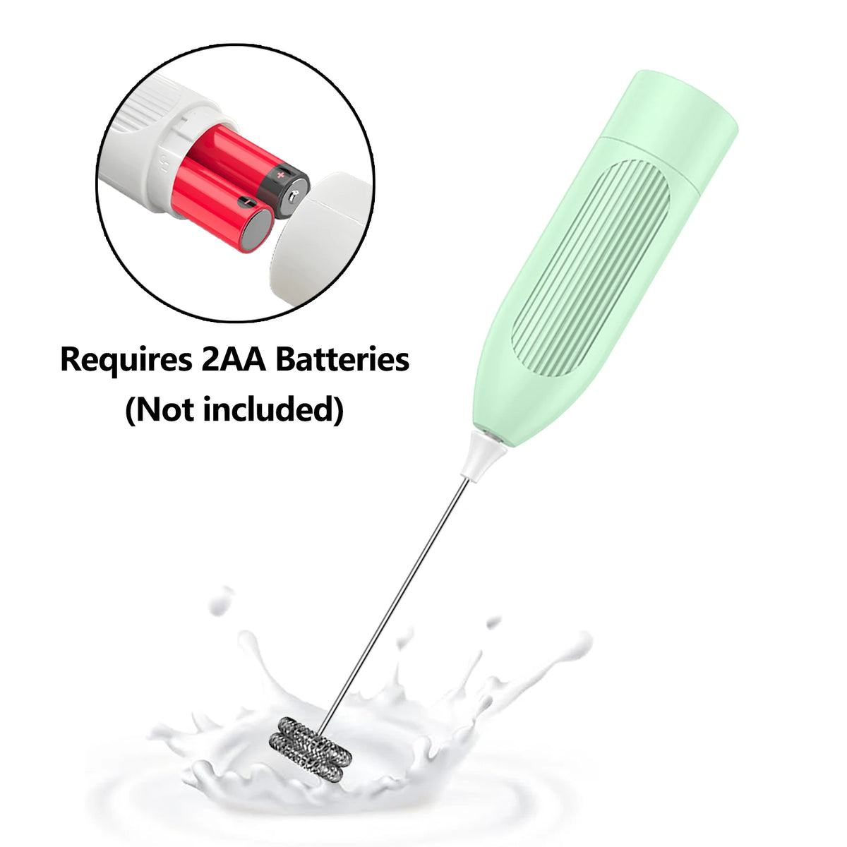 Handheld Milk Frother – Battery Operated Whisk & Foam Mixer Milk Frother Wand Axl Green