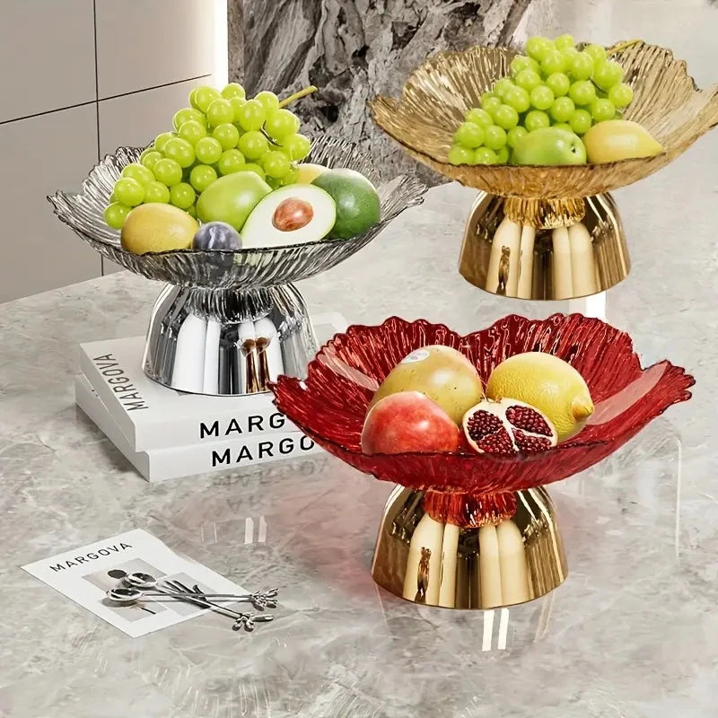 Transparent High-Foot Fruit Plate – Luxury Snack Display Tray Fruit Display Tray Axl