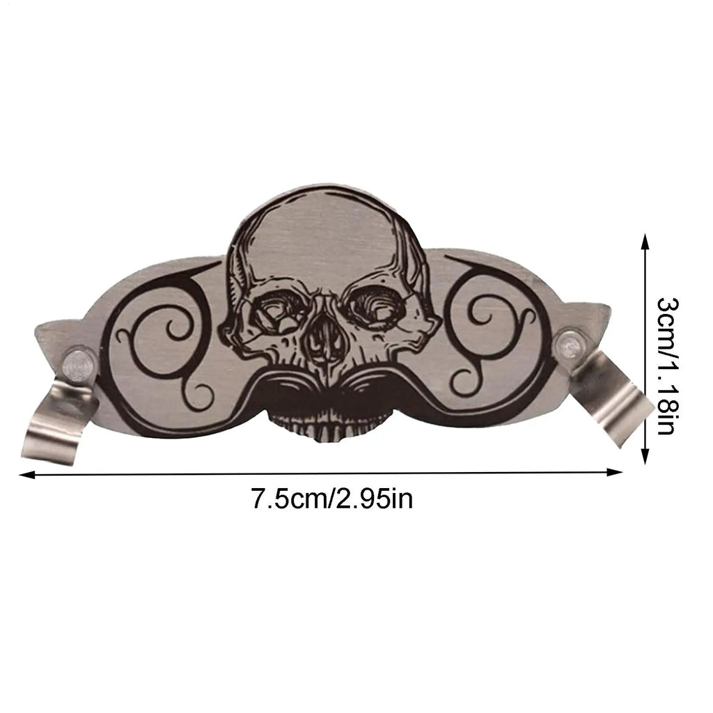 Stainless Steel Mustache Guard – Skull Design Beard Protector Mustache Guard Clip Axl