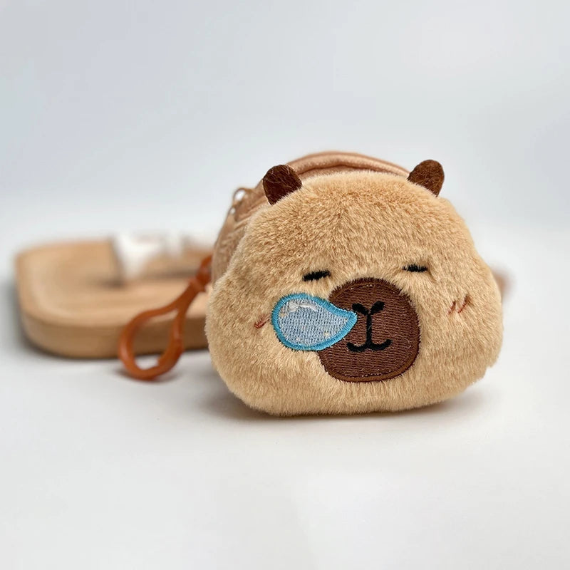 Capybara Plush Coin Purse – Cute Mini Zipper Wallet Keychain Plush Coin Purse Axl