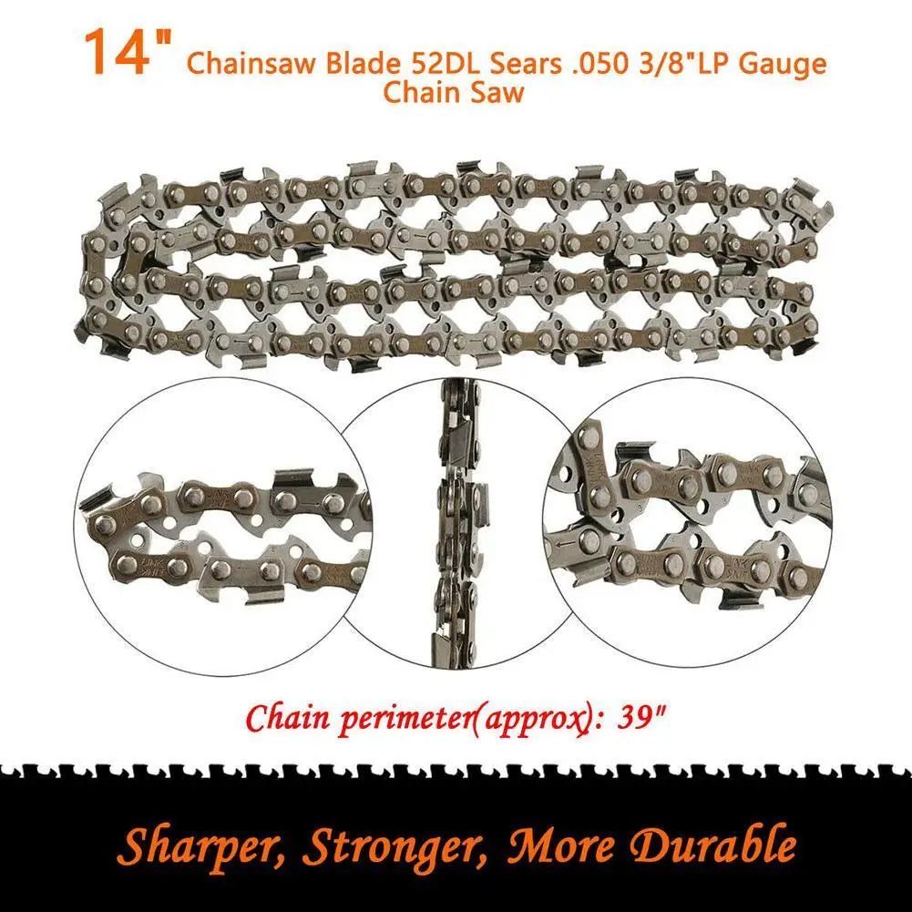 14" Chainsaw Chain 3/8" LP 52 Drive Links – Steel Replacement Chainsaw Chain Axl