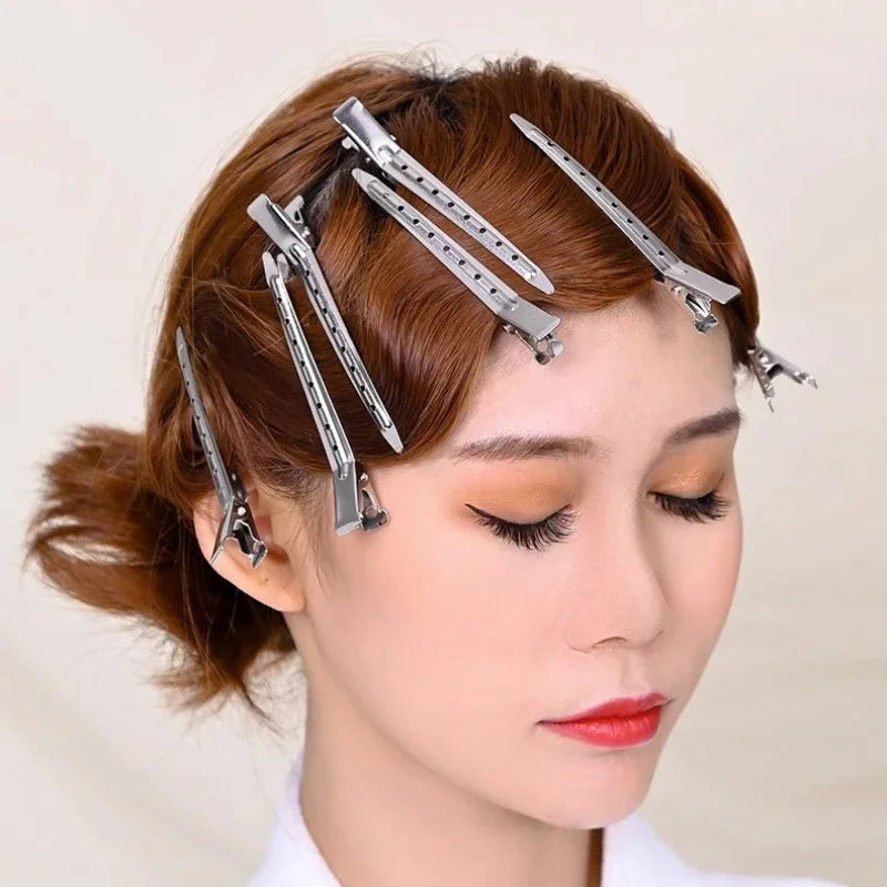 10-Pack Stainless Steel Duckbill Hair Clips – Salon & Makeup Hair Styling Clips Axl