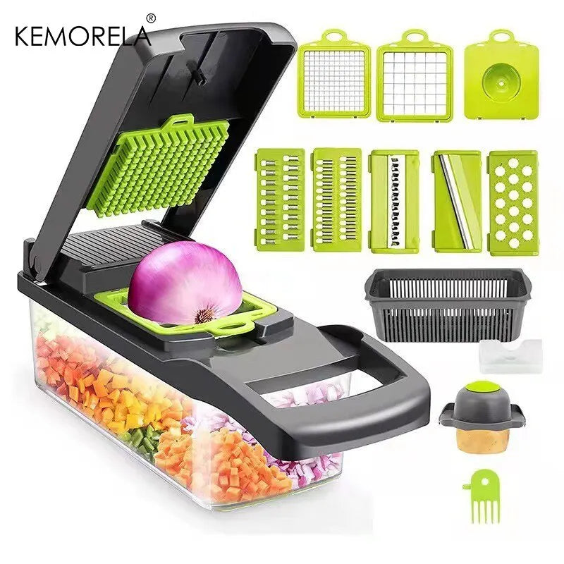 KEMORELA 12-in-1 Vegetable Chopper Slicer Dicer & Shredder Vegetable Chopper Axl