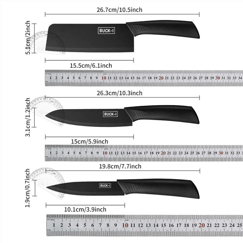 SHENJIU Kitchen Knife Set with Block – Cleaver, Chef & Fruit Knife Kitchen Knife Set Axl