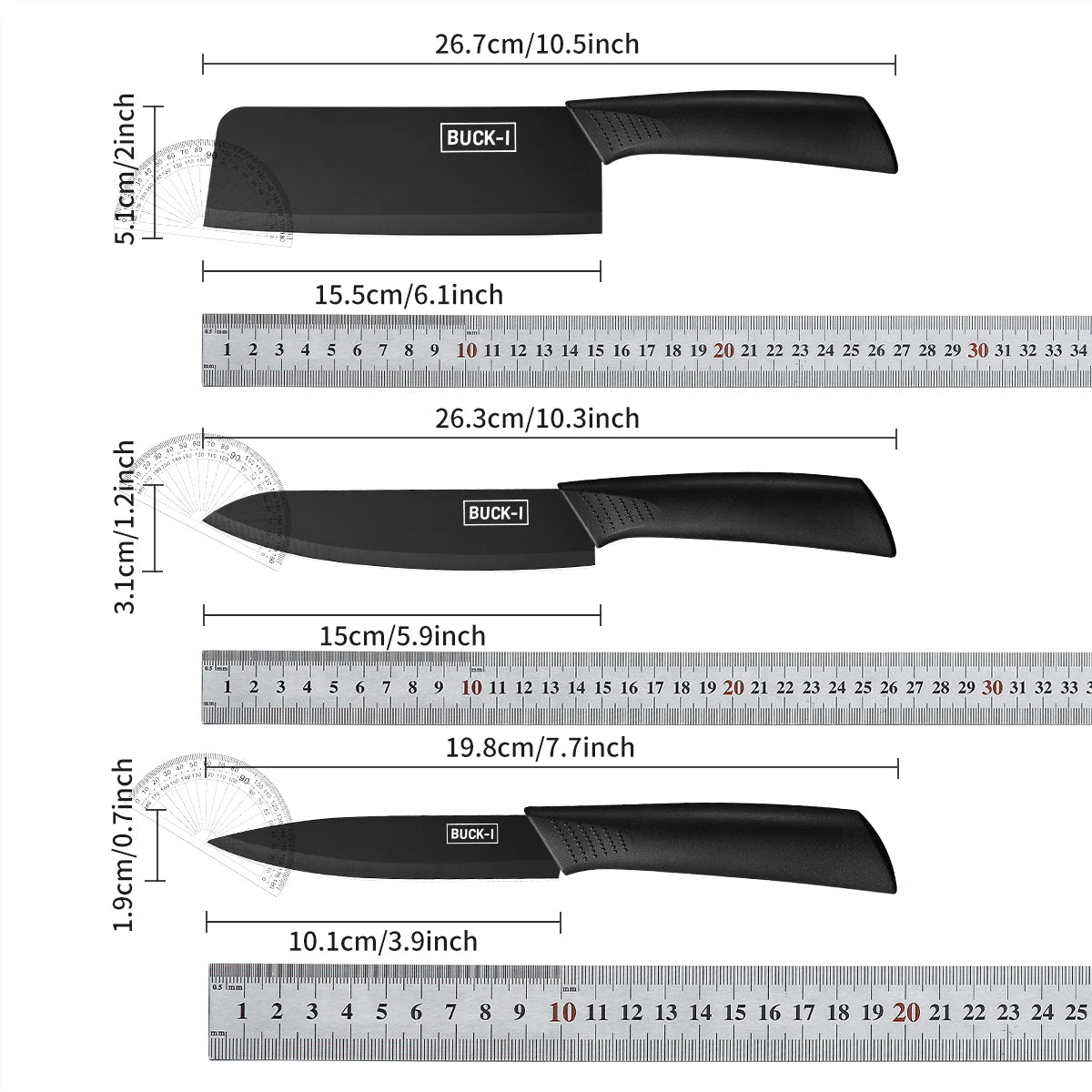 SHENJIU Kitchen Knife Set with Block – Cleaver, Chef & Fruit Knife Kitchen Knife Set Axl