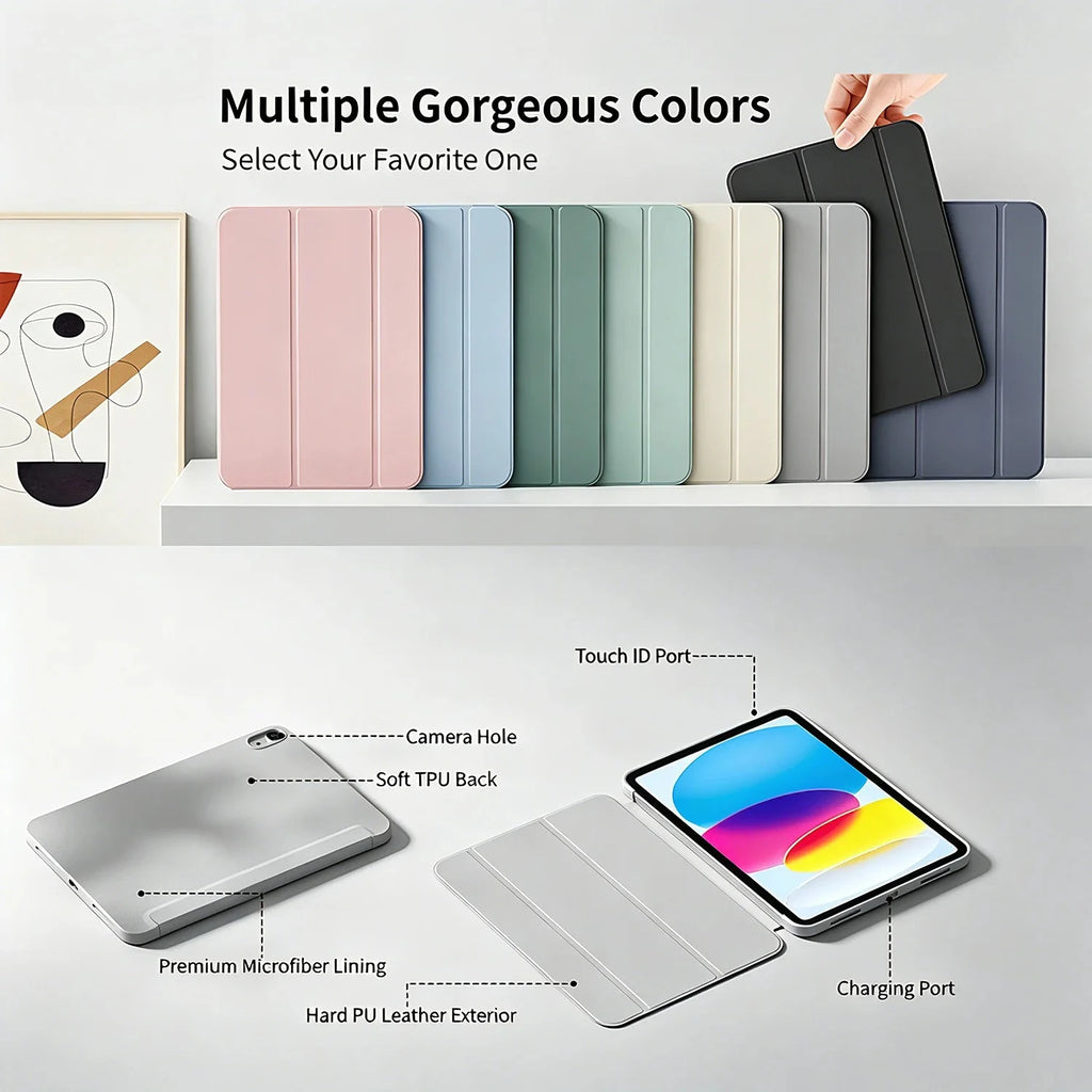 Tri-Fold Silicone Smart iPad Case – Shockproof Magnetic Cover Tablet Folio Case Axl