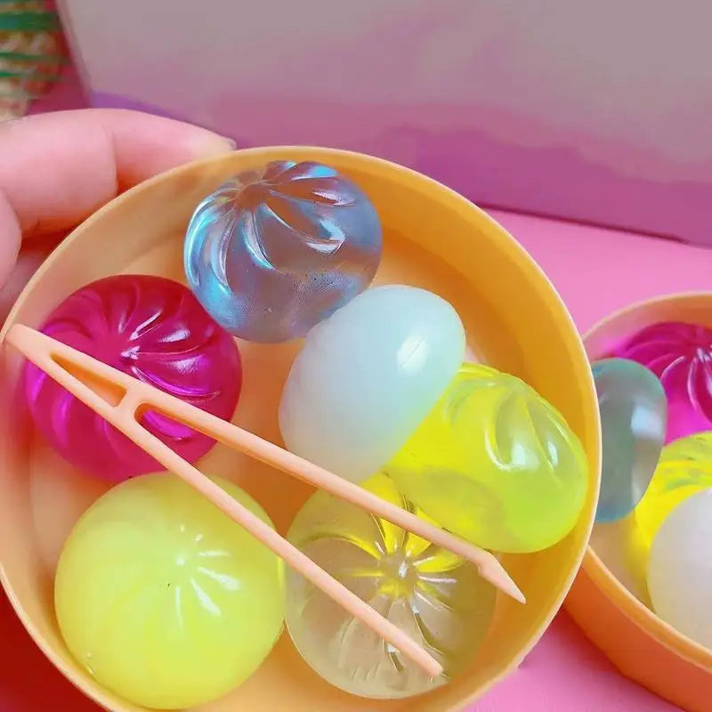 6-Piece Mini Steamed Bun Squishy Fidget Toy Set with Steamer Squishy Fidget Toy Axl