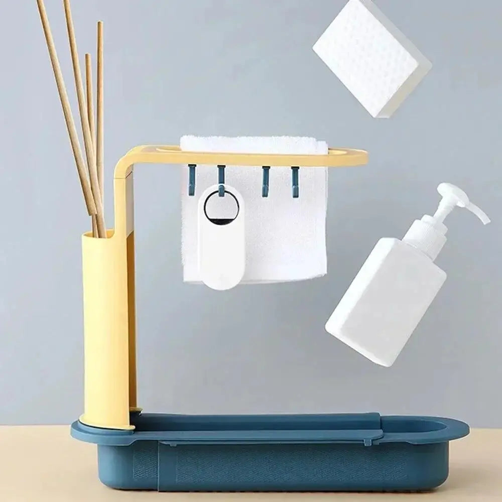 Telescopic Sink Organizer Rack – Sponge, Soap & Drain Basket Sink Organizer Rack Axl