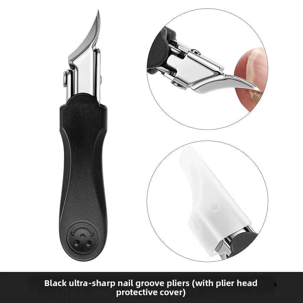 Wide Opening Slant Tip Nail Nipper – Stainless Steel Toenail Cutter Nail Nipper Axl JGSmiling Face Black