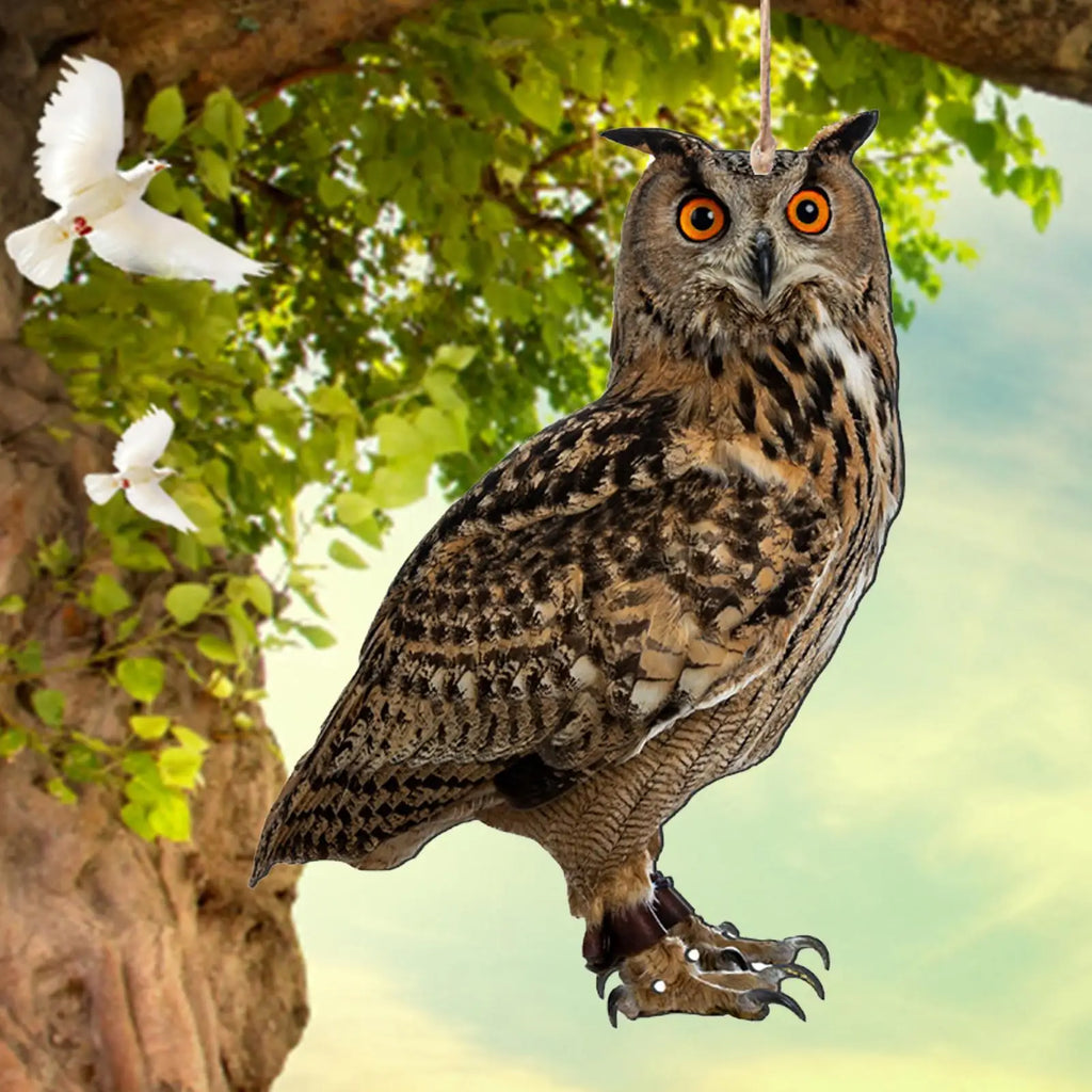 2D Owl Scarecrow Bird Repeller Pendant with Bell | Garden Decor Bird Repeller Pendant Axl
