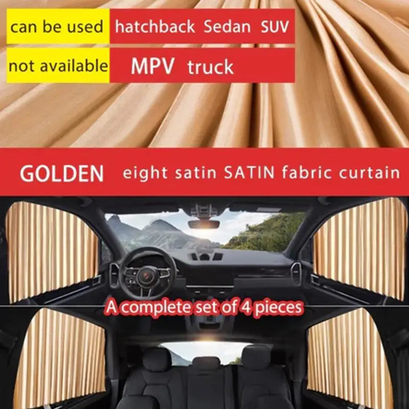 Car Sunshade Curtains 4 PCS – Retractable UV Window Cover Car Window Sunshade Axl Yellow