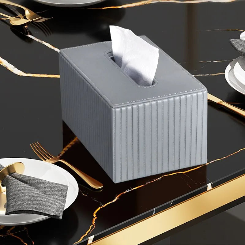 Luxury Leather Tissue Box Cover | Modern Decorative Napkin Case Tissue Box Cover Axl